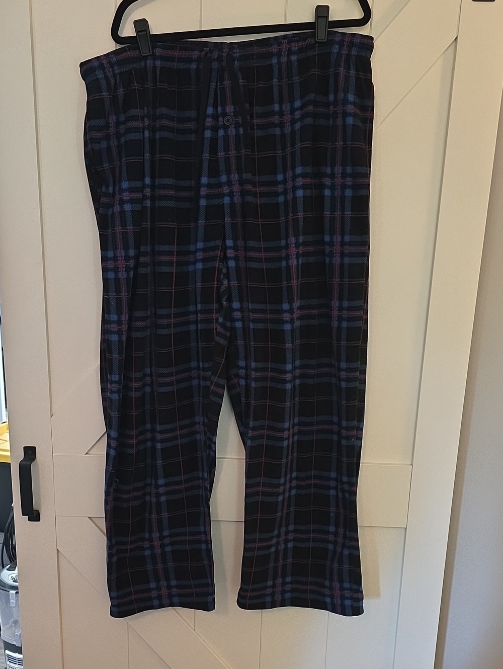Faded Glory Black Plaid Lounge Pants with Blue & Red Stripes